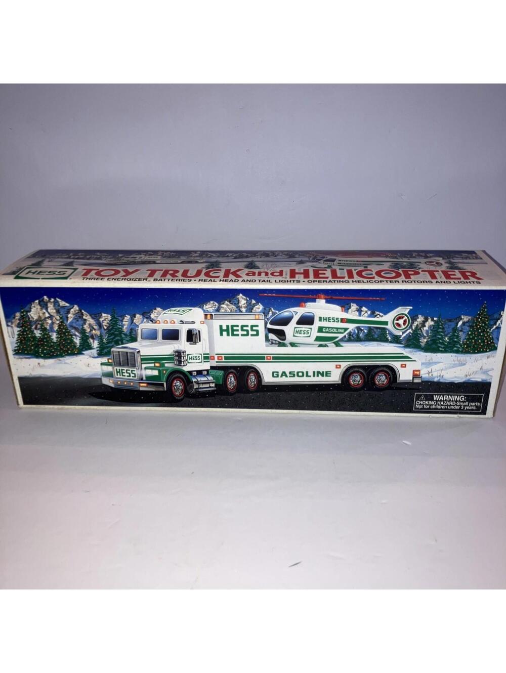 Vintage 1995 HESS TOY TRUCK & HELICOPTER - Lights & Sounds -GEM MINT NEW IN BOX